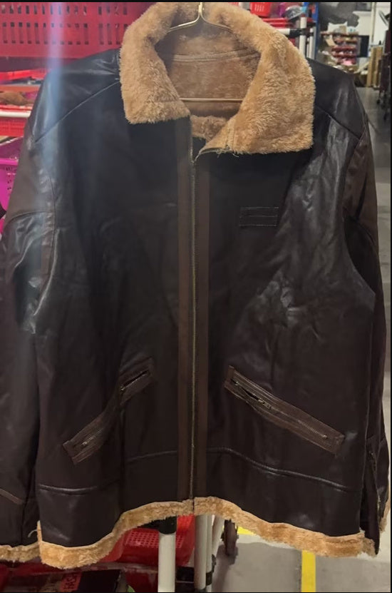 Men's Leather Shearling Winter Coat