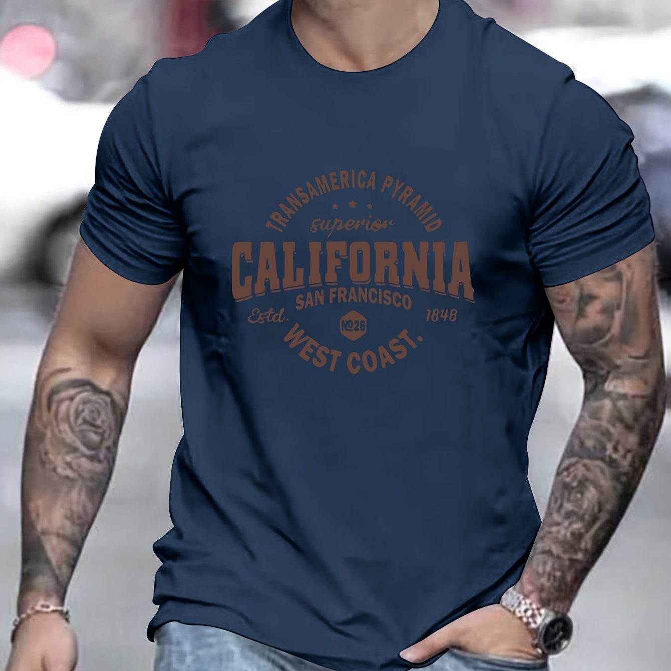 Men's California Printed Sport Leisure Commuting Multifunctional Short Sleeved T-shirt