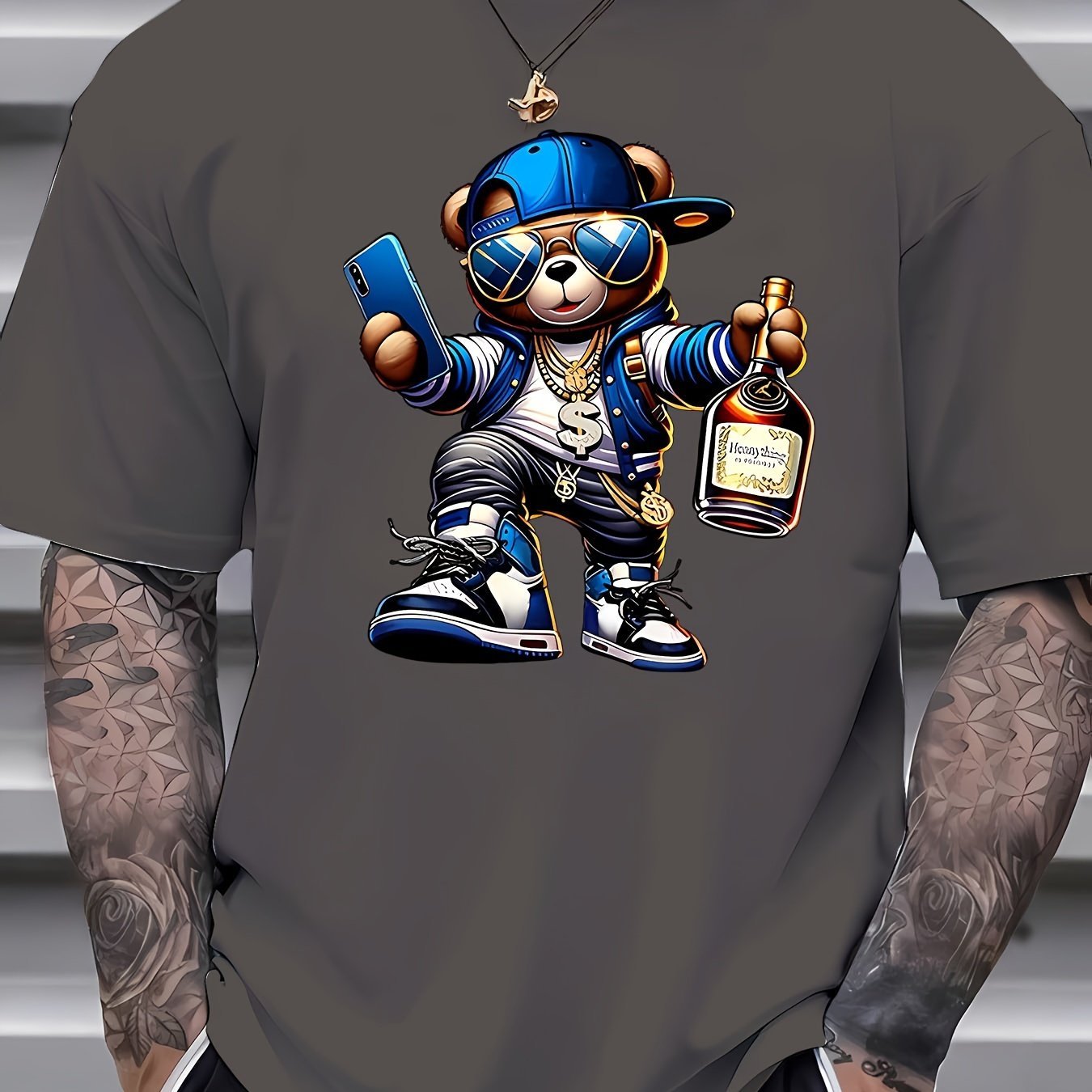 Men’s & Teens Designer Street Style Bear Print T-shirts $19.99