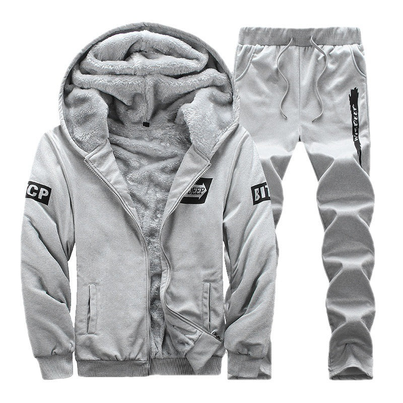 Men's 2Piece Hooded Sports Suit With Fleece Sweater