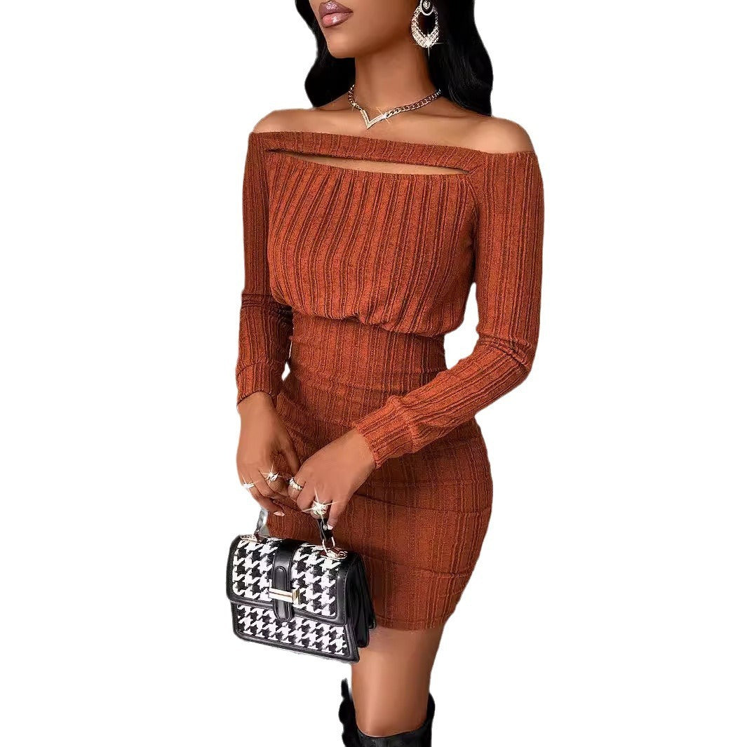 Ladies New Hollow Sexy Long Sleeve Dress