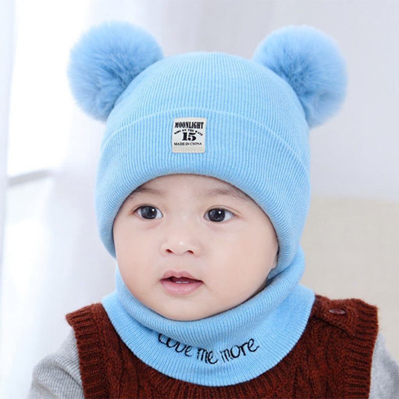 Children's wool hat in autumn and winter