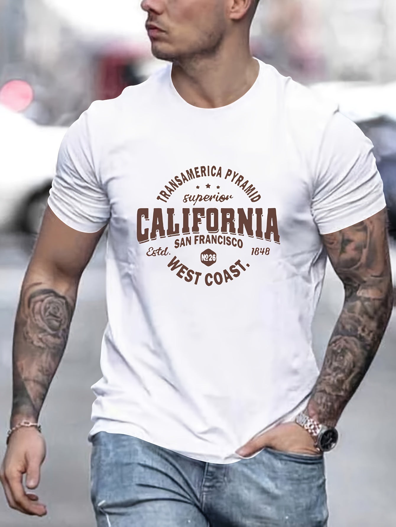 Men's California Printed Sport Leisure Commuting Multifunctional Short Sleeved T-shirt