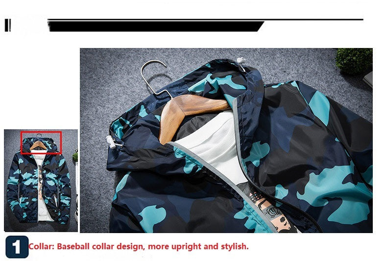 Men’s Spring Men Camouflage Jackets Casual Men’s Hooded Luminous Coats