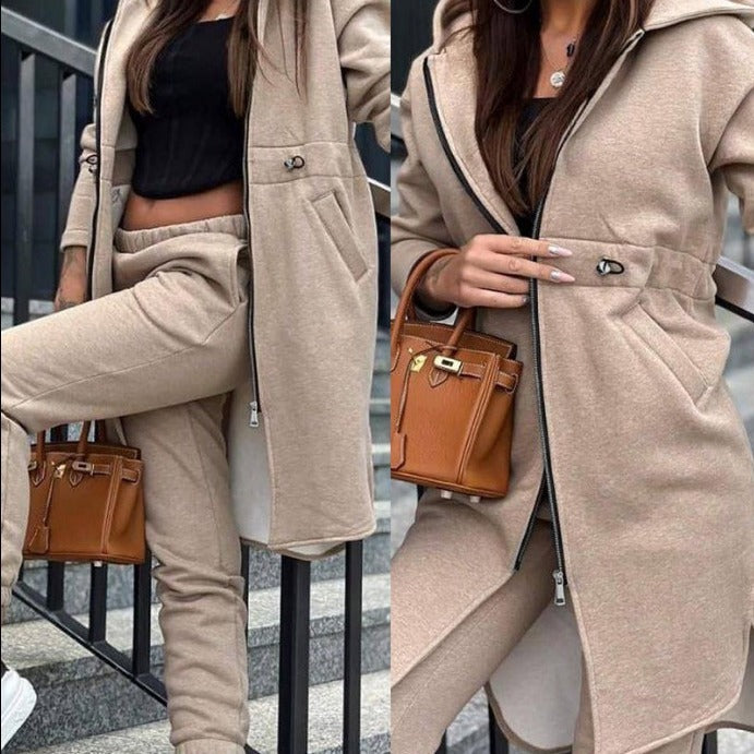 Fashion Casual Fleece Hooded Sweater Suit Women's Clothing