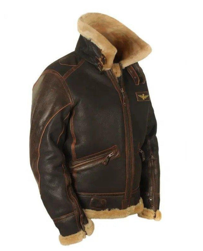 Men's Leather Shearling Winter Coat