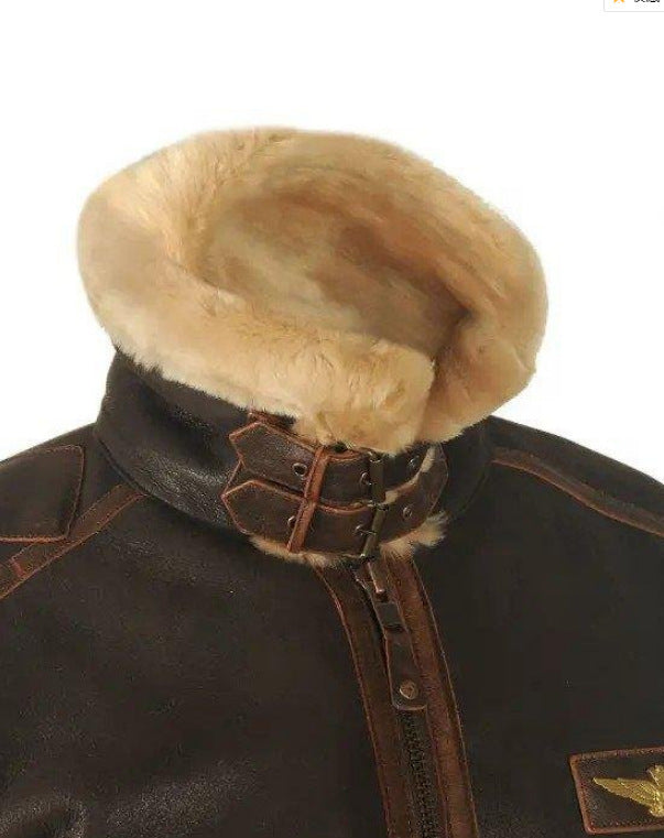 Men's Leather Shearling Winter Coat