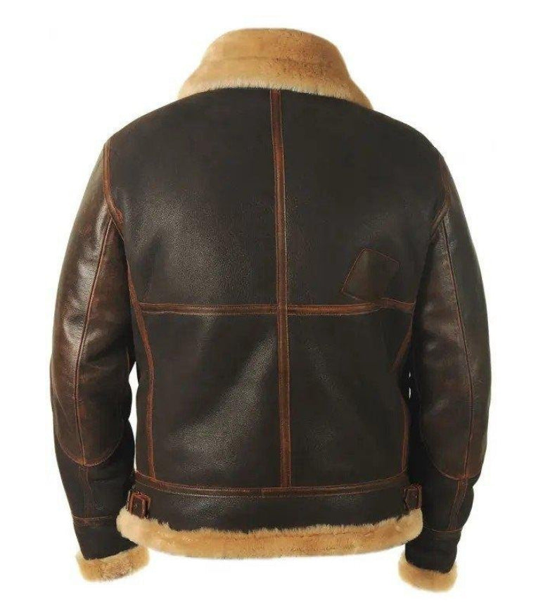 Men's Leather Shearling Winter Coat