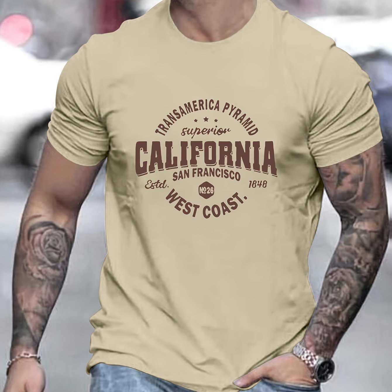 Men's California Printed Sport Leisure Commuting Multifunctional Short Sleeved T-shirt