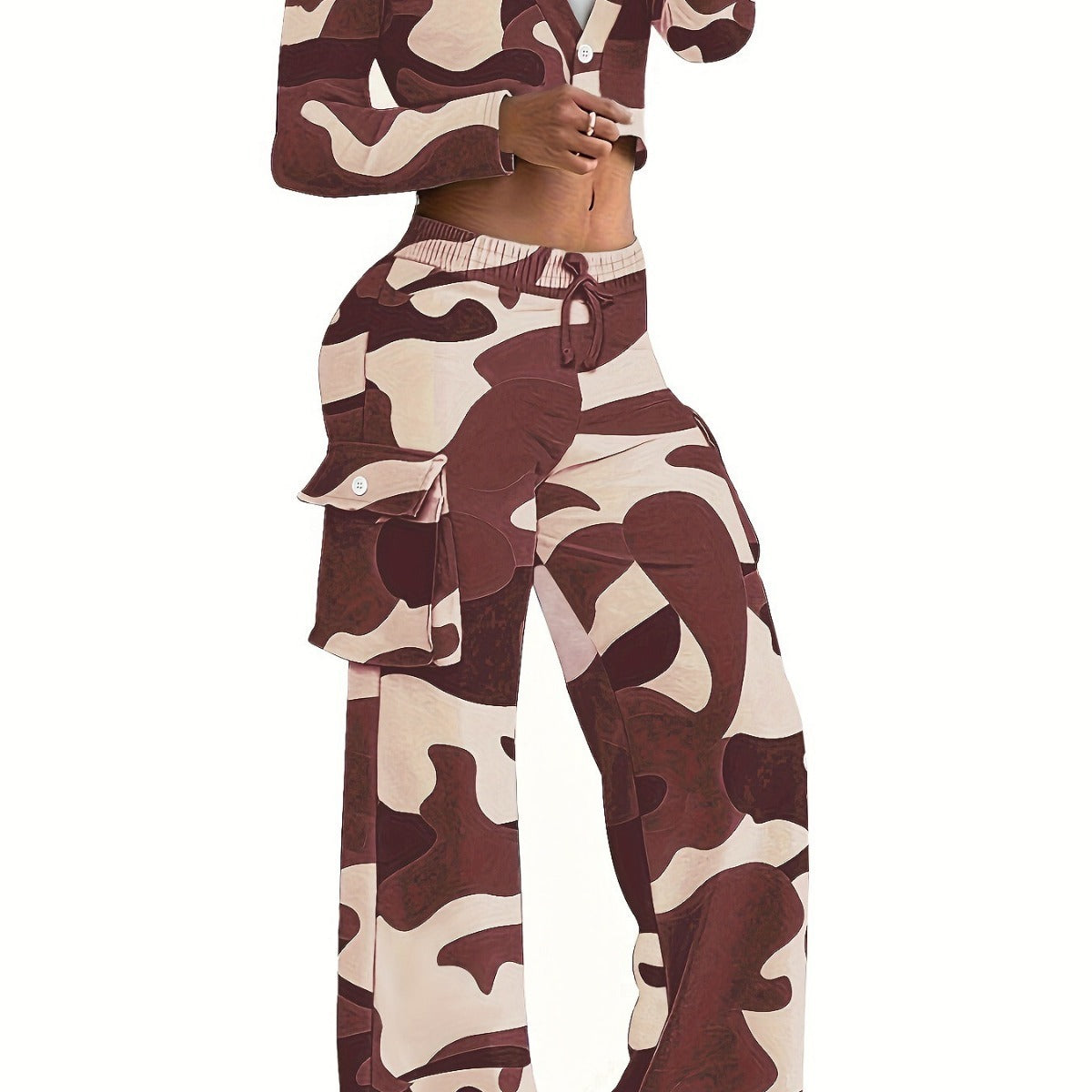 Ladies New Fashion Camouflage Printing Suits