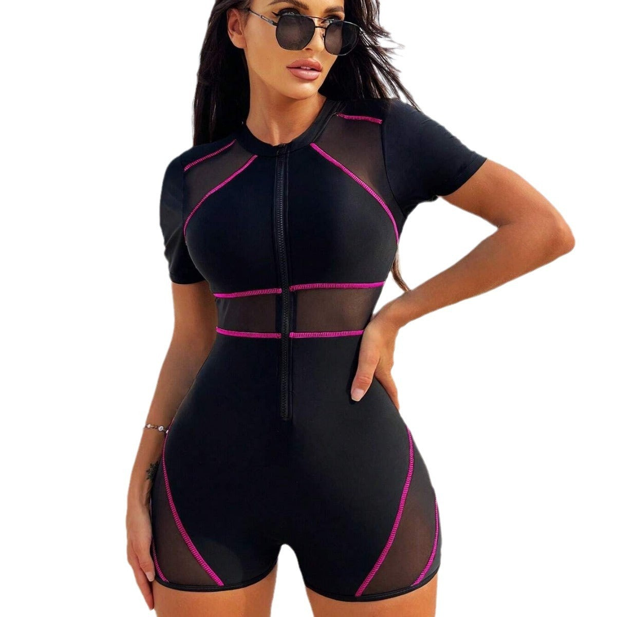 Ladies Sports Swimsuit One-piece Long Sleeves Sunscreen Surfing Suit