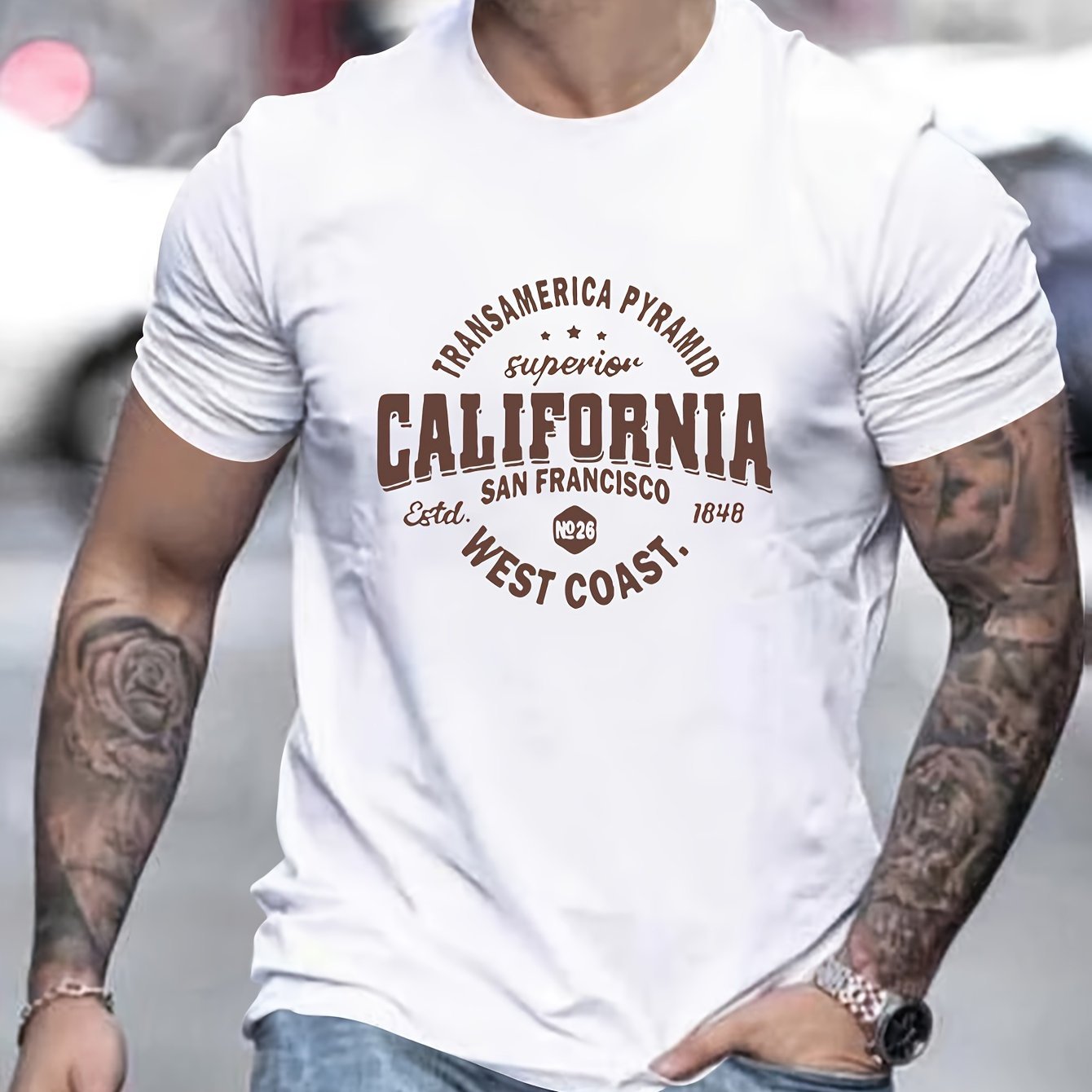 Men's California Printed Sport Leisure Commuting Multifunctional Short Sleeved T-shirt