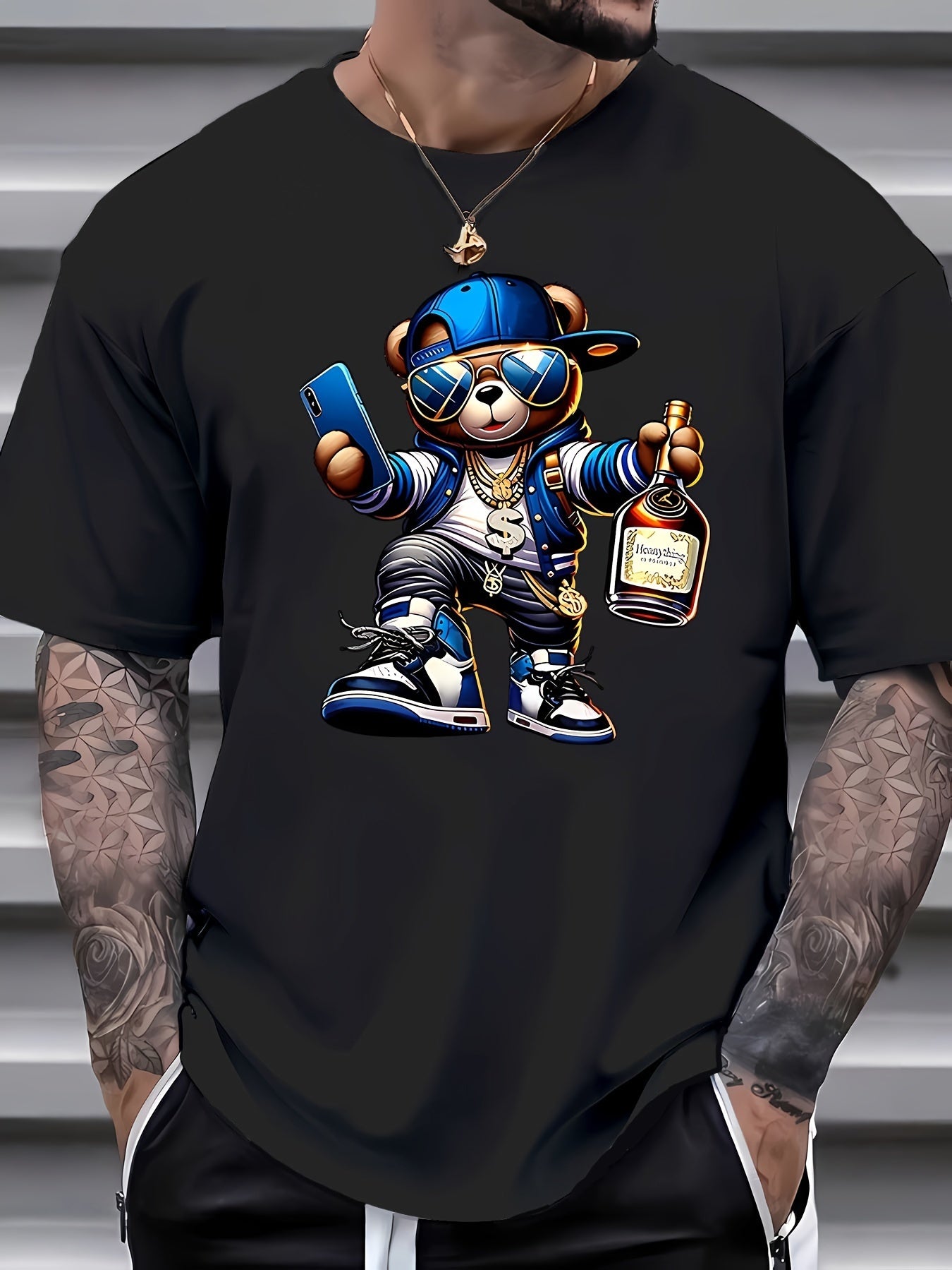 Men’s & Teens Designer Street Style Bear Print T-shirts $19.99