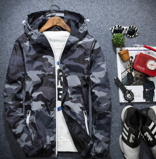 Men’s Spring Men Camouflage Jackets Casual Men’s Hooded Luminous Coats