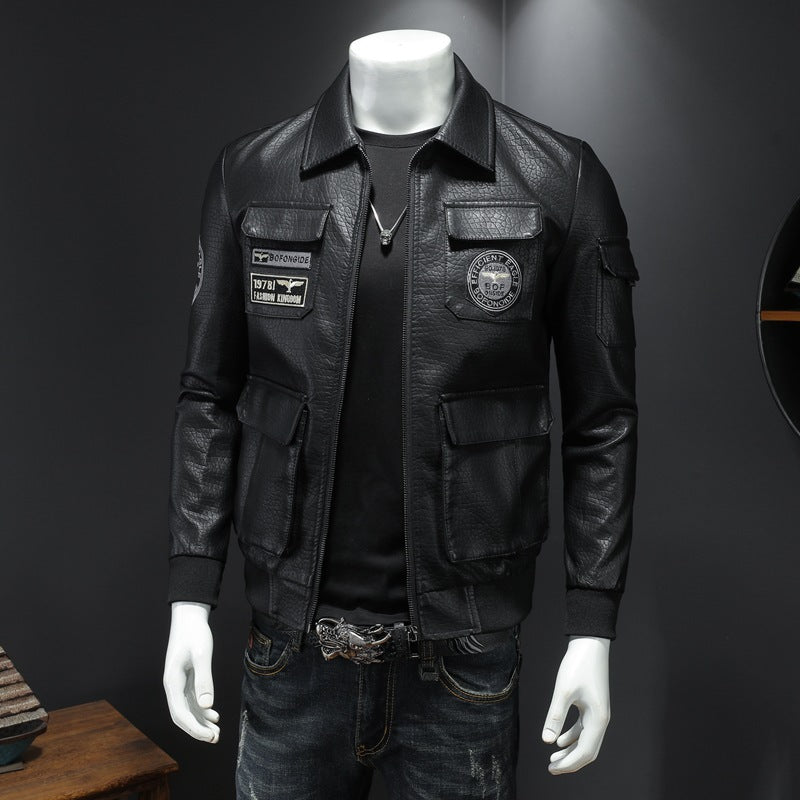 Men’s Autumn And Winter Casual Leather Coat. Sale