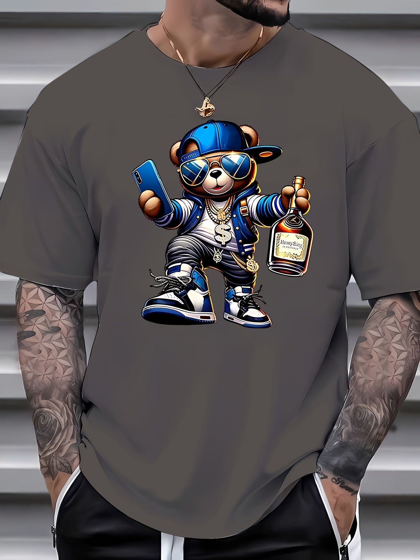 Men’s & Teens Designer Street Style Bear Print T-shirts $19.99