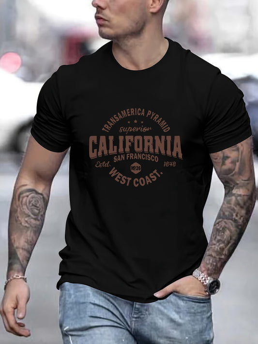 Men's California Printed Sport Leisure Commuting Multifunctional Short Sleeved T-shirt