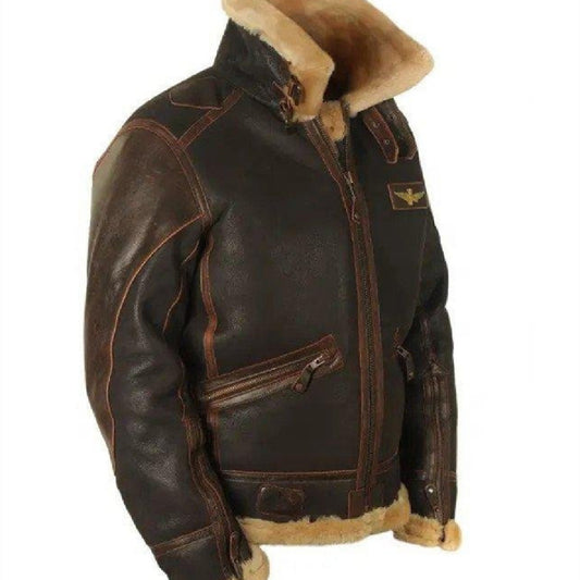 Men's Leather Shearling Winter Coat