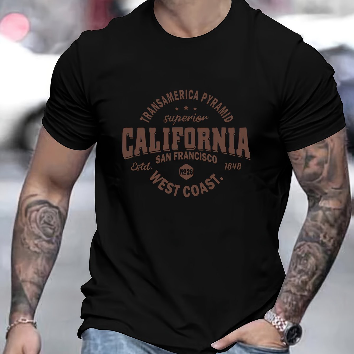 Men's California Printed Sport Leisure Commuting Multifunctional Short Sleeved T-shirt