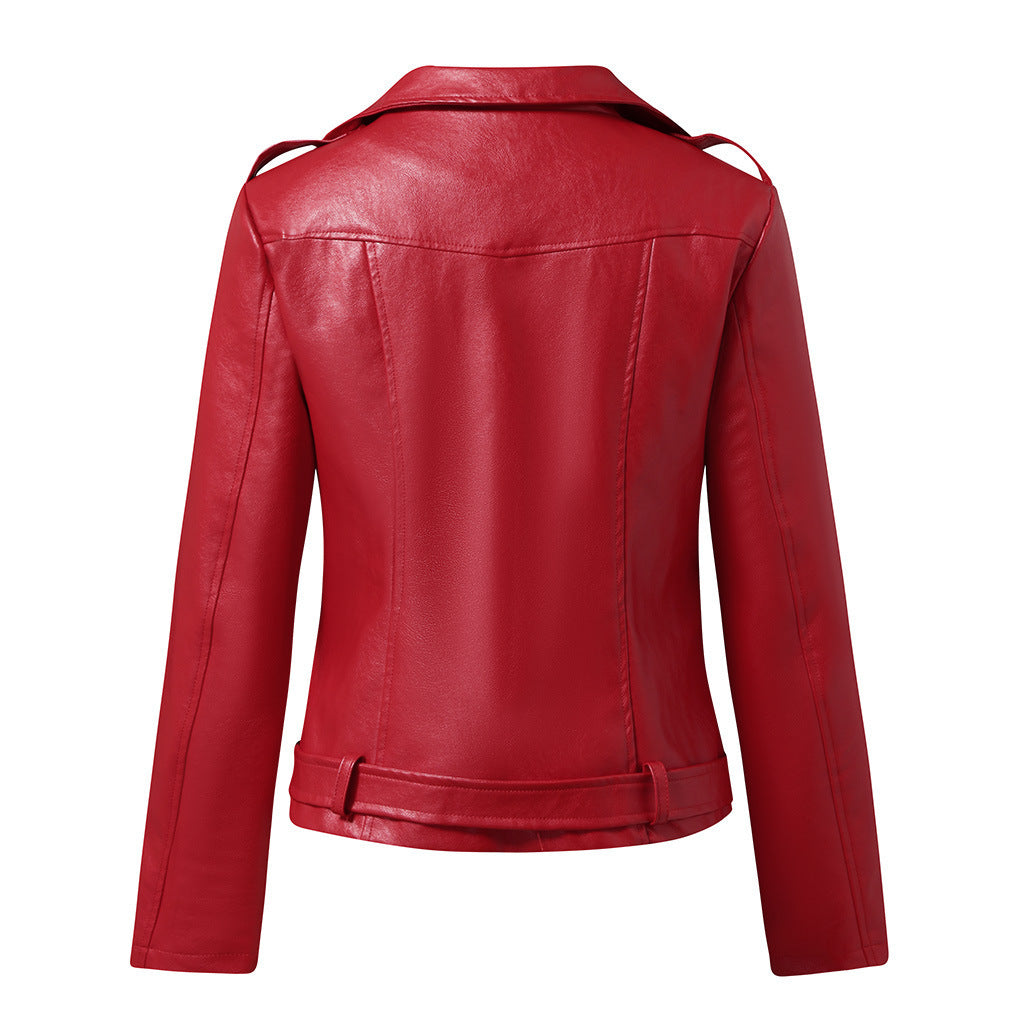 Ladies Short Coat Motorcycle Clothing Slim Winter Leather Jacket. All Sizes. Small - Plus