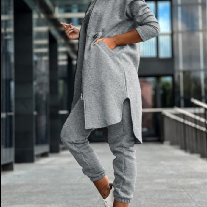 Fashion Casual Fleece Hooded Sweater Suit Women's Clothing