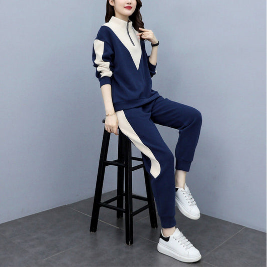 Ladies Designer Velour Sport Long-sleeved Sweatsuit