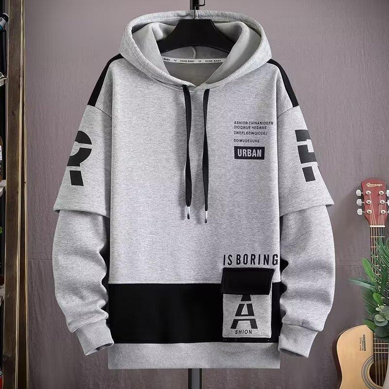 Spring And Autumn Hooded Sweater Fleece-lined Boys And Teenagers Sports Clothing