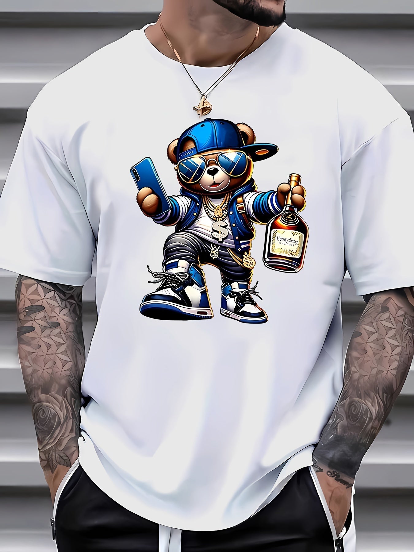 Men’s & Teens Designer Street Style Bear Print T-shirts $19.99