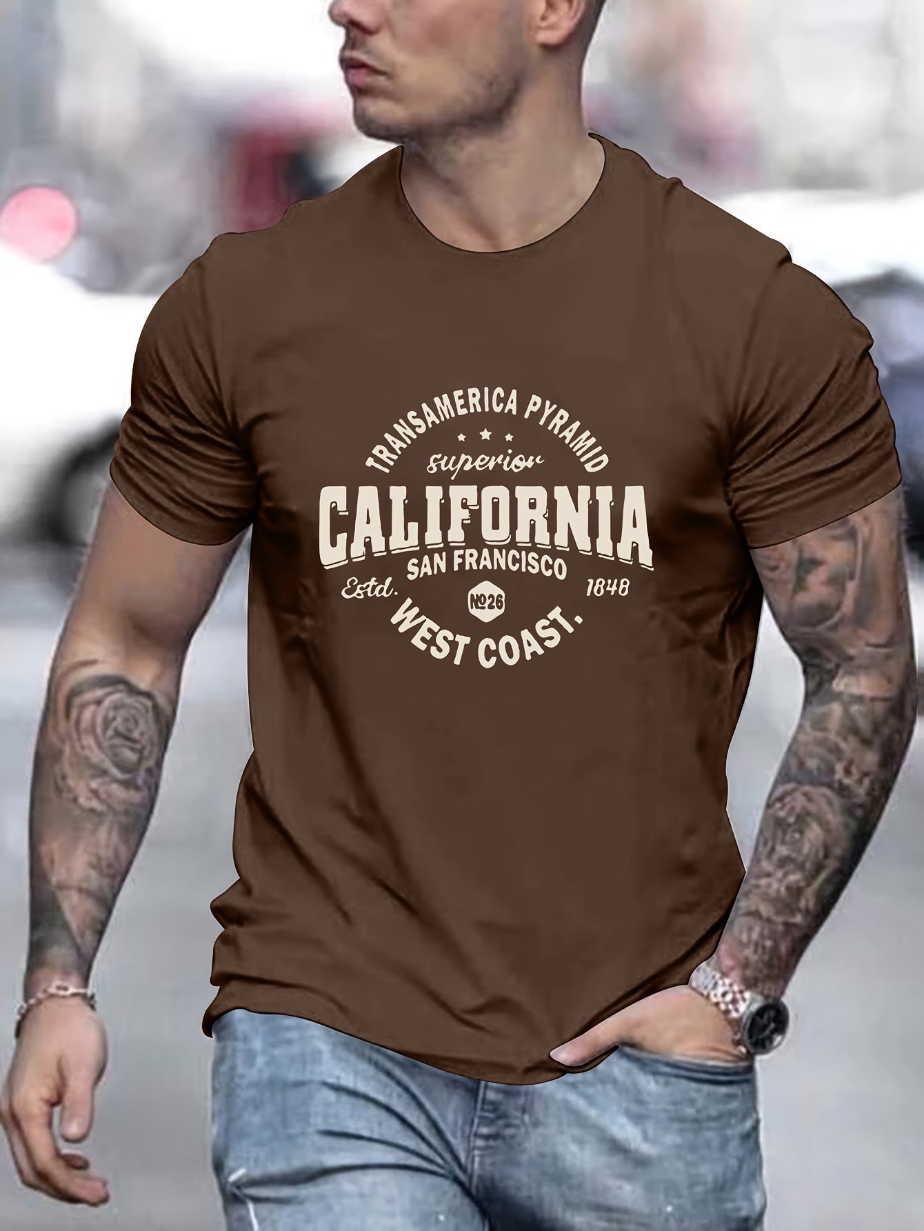 Men's California Printed Sport Leisure Commuting Multifunctional Short Sleeved T-shirt