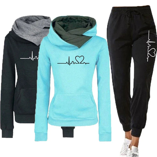 Woman Tracksuit Two Piece Set Winter Warm Hoodies Pants Pullovers Sweatshirts Female Jogging Woman Clothing Sports Suit Outfits