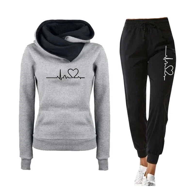 Woman Tracksuit Two Piece Set Winter Warm Hoodies Pants Pullovers Sweatshirts Female Jogging Woman Clothing Sports Suit Outfits