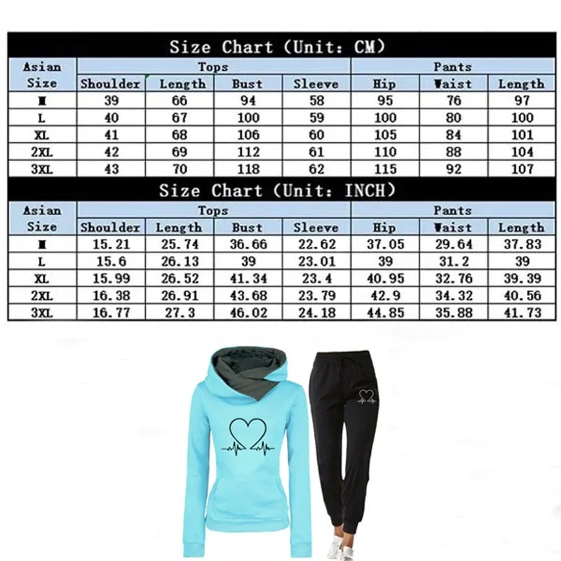 Woman Tracksuit Two Piece Set Winter Warm Hoodies Pants Pullovers Sweatshirts Female Jogging Woman Clothing Sports Suit Outfits