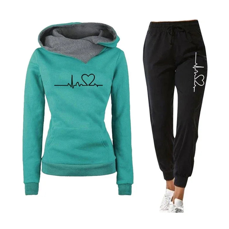 Woman Tracksuit Two Piece Set Winter Warm Hoodies Pants Pullovers Sweatshirts Female Jogging Woman Clothing Sports Suit Outfits