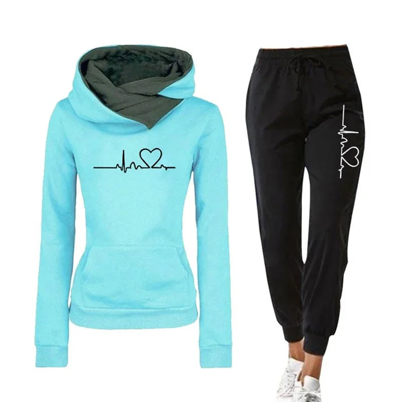 Woman Tracksuit Two Piece Set Winter Warm Hoodies Pants Pullovers Sweatshirts Female Jogging Woman Clothing Sports Suit Outfits