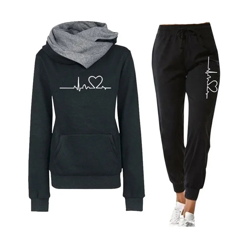 Woman Tracksuit Two Piece Set Winter Warm Hoodies Pants Pullovers Sweatshirts Female Jogging Woman Clothing Sports Suit Outfits