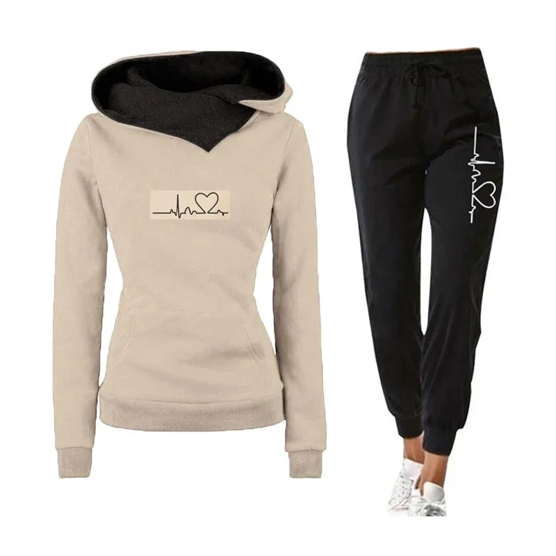 Woman Tracksuit Two Piece Set Winter Warm Hoodies Pants Pullovers Sweatshirts Female Jogging Woman Clothing Sports Suit Outfits