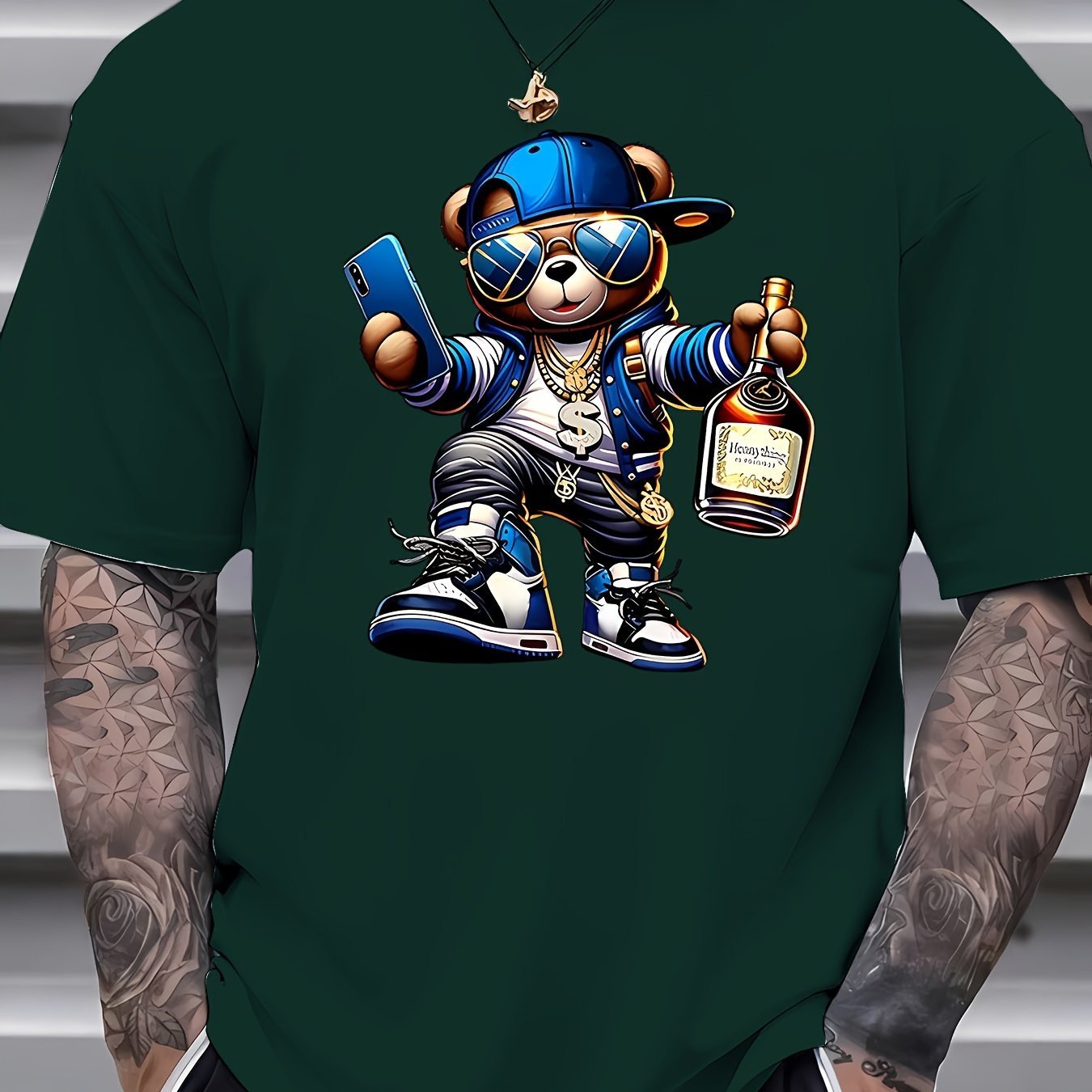 Men’s & Teens Designer Street Style Bear Print T-shirts $19.99