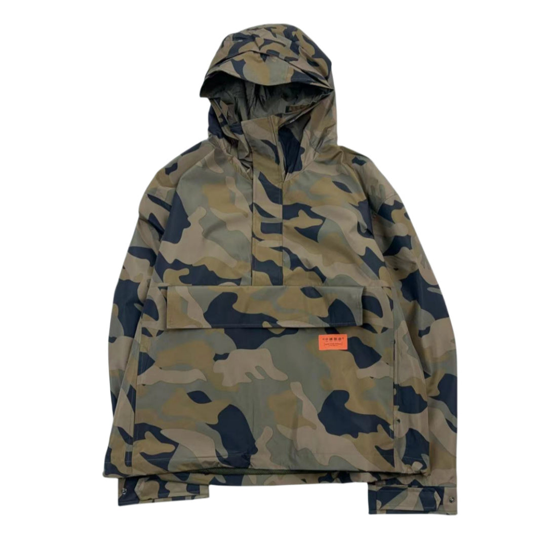 Men’s Retro Camouflage Hooded Pullover Print Casual Jacket