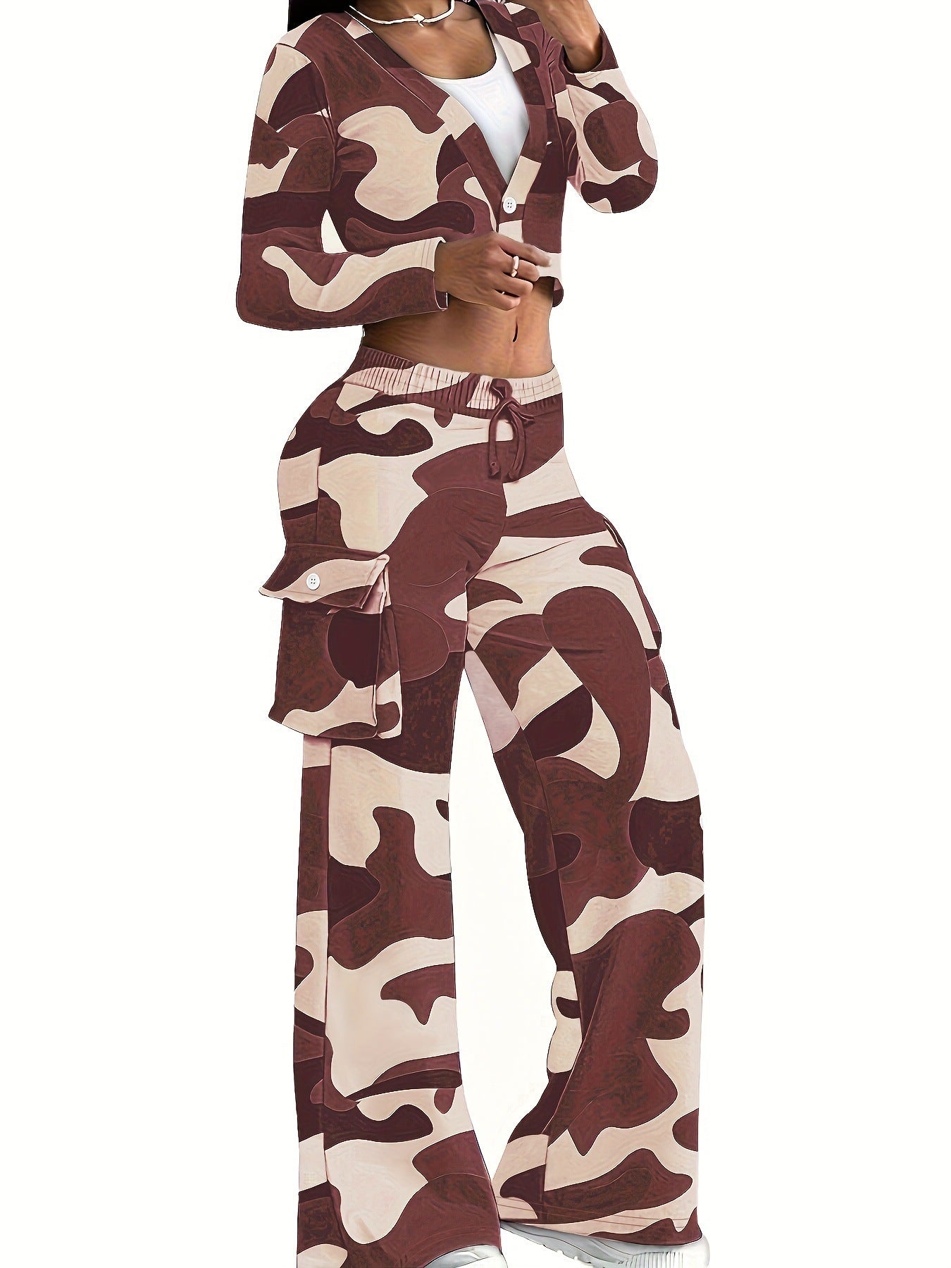 Ladies New Fashion Camouflage Printing Suits