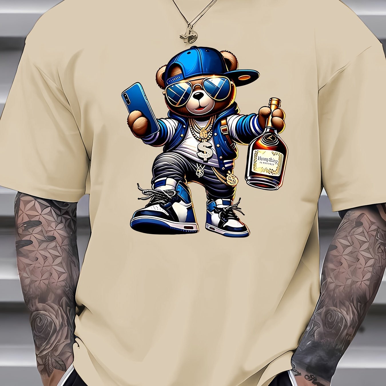 Men’s & Teens Designer Street Style Bear Print T-shirts $19.99