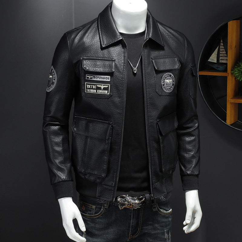 Men’s Autumn And Winter Casual Leather Coat. Sale