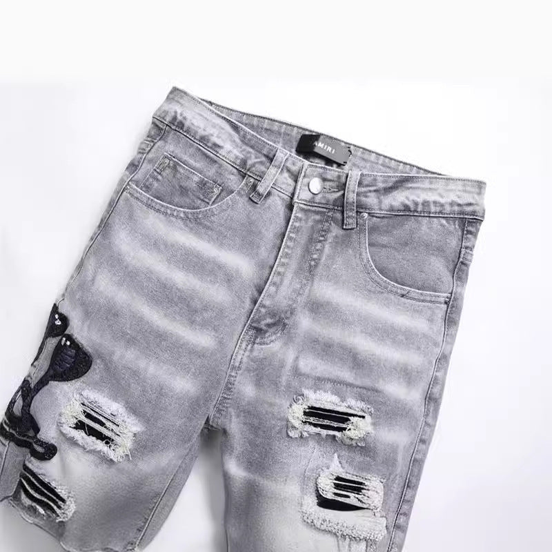 Men’s Fashion Designer Gray Cobra Jeans