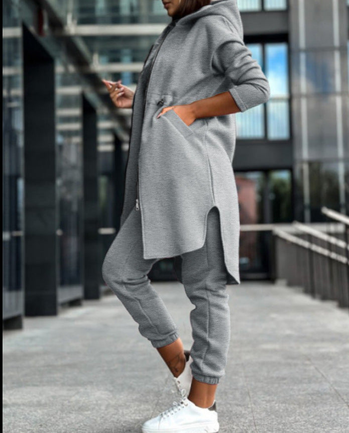 Fashion Casual Fleece Hooded Sweater Suit Women's Clothing