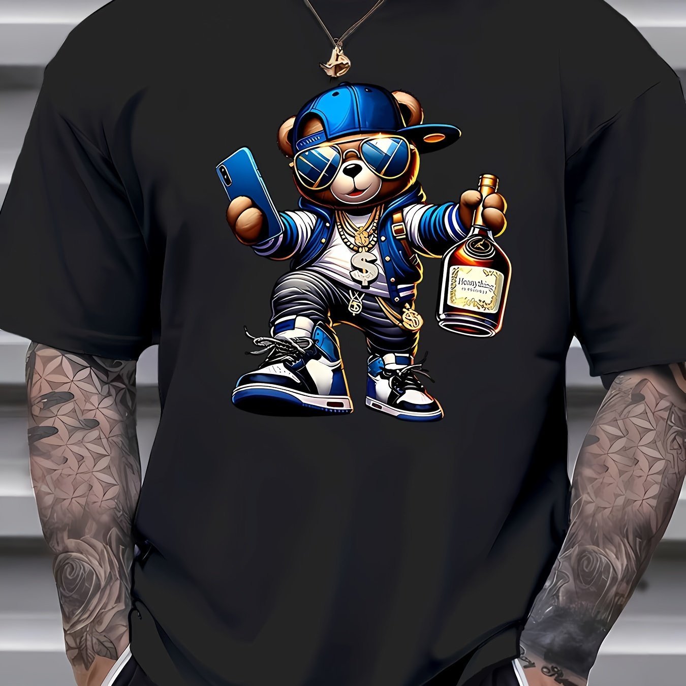 Men’s & Teens Designer Street Style Bear Print T-shirts $19.99