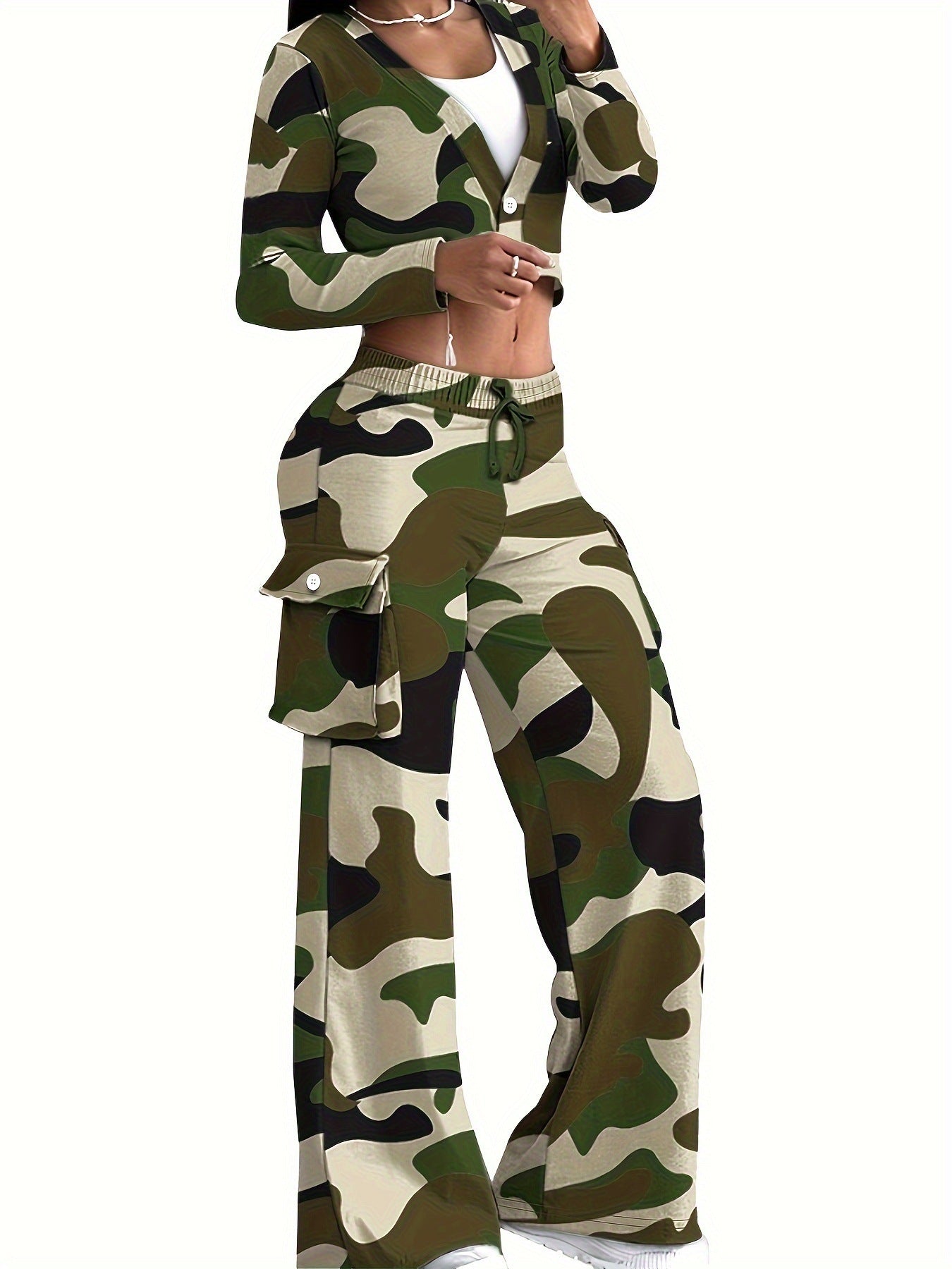 Ladies New Fashion Camouflage Printing Suits