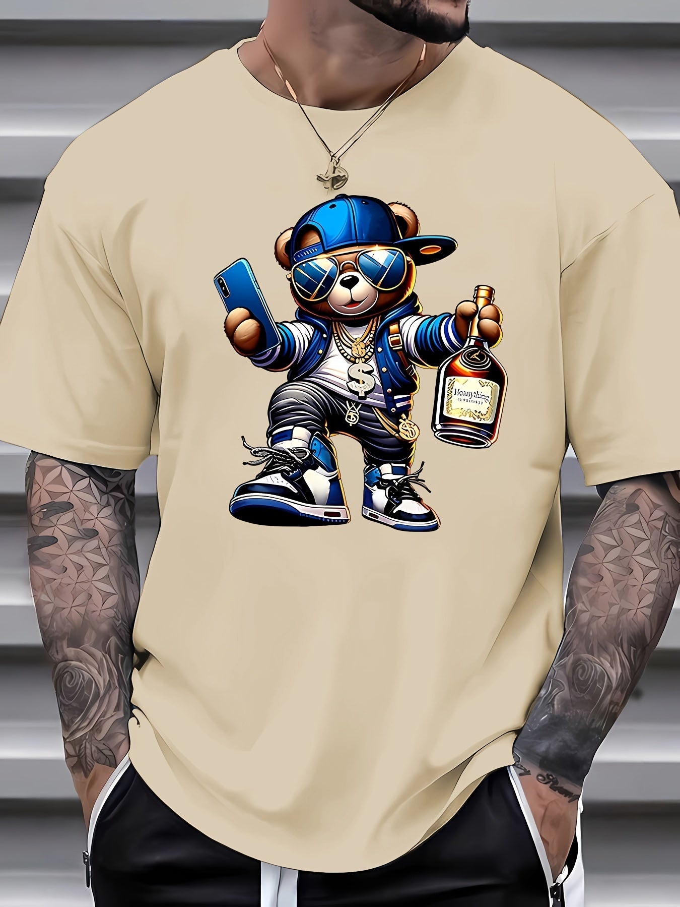 Men’s & Teens Designer Street Style Bear Print T-shirts $19.99