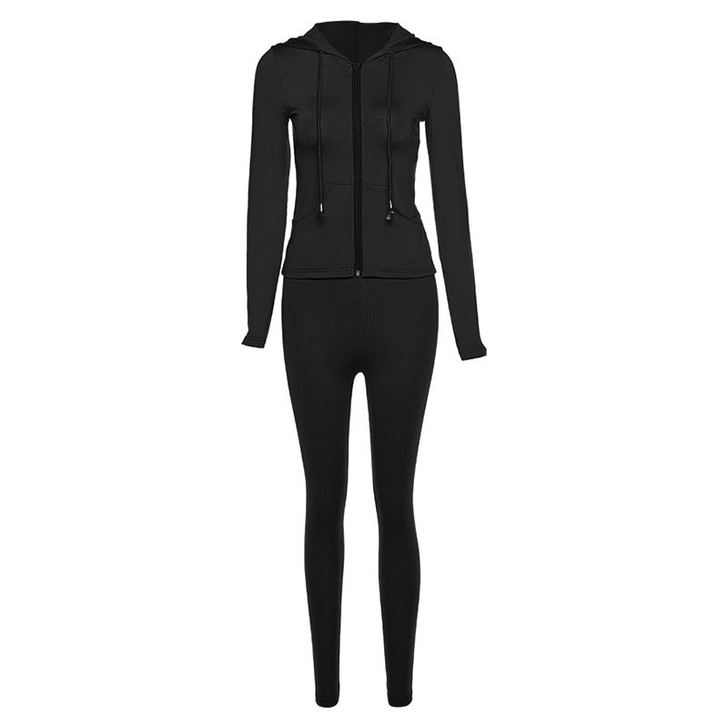 Ladies 2Piece Sports Suit New Women's Multi-color Hooded Slim Fit Casual Suit