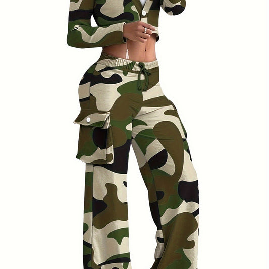 Ladies New Fashion Camouflage Printing Suits