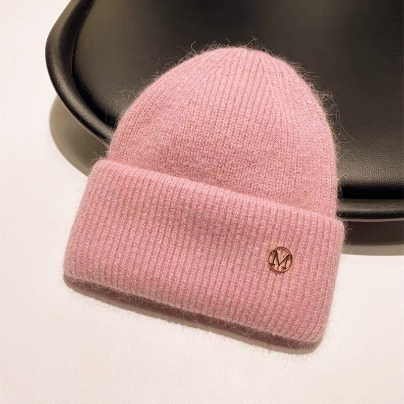 Autumn And Winter New Knitted Women Fleece-lined Thickened All-matching Woolen Cap