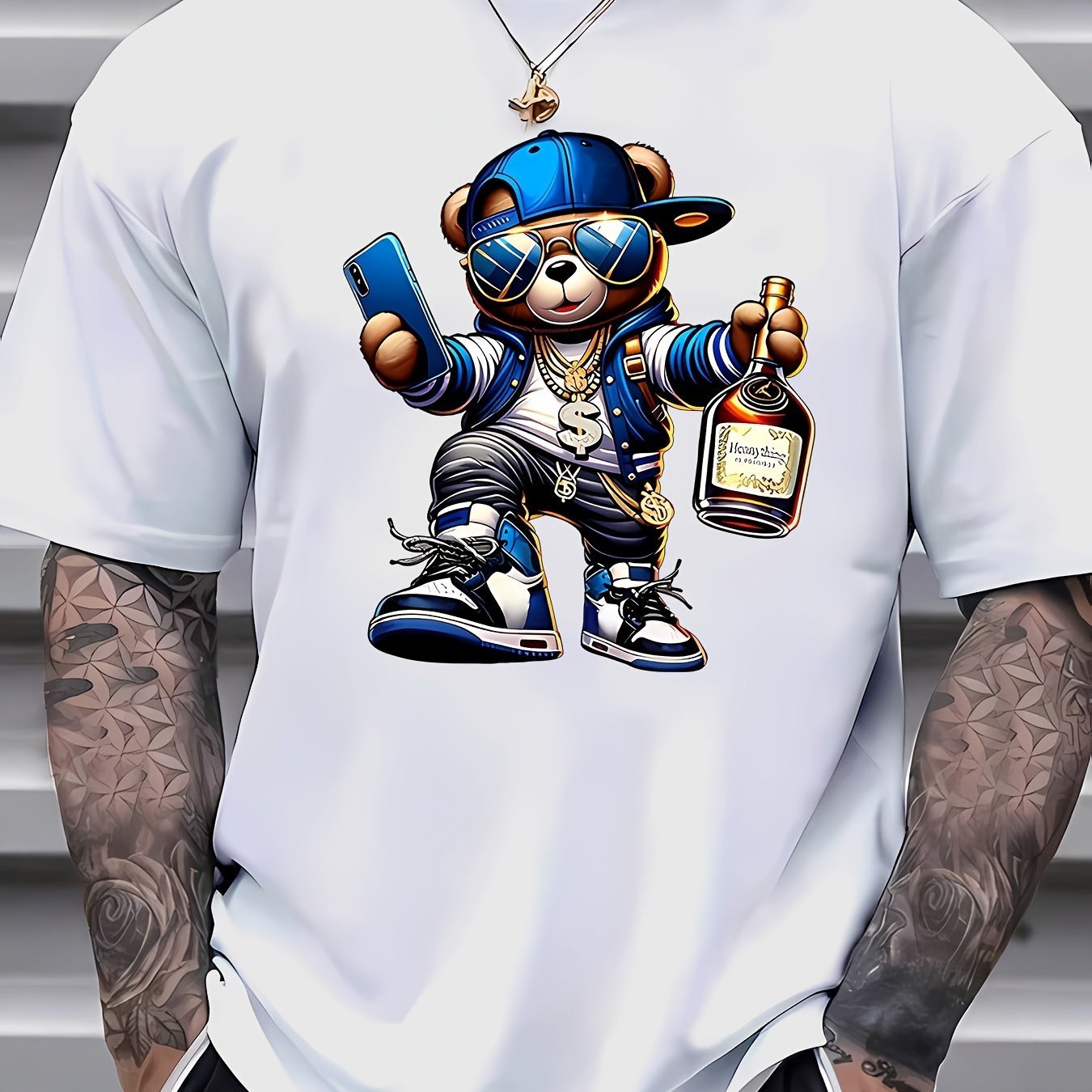 Men’s & Teens Designer Street Style Bear Print T-shirts $19.99